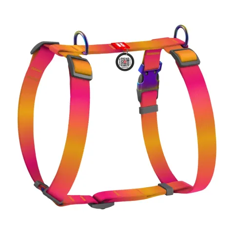 Шлея для собак анатомічна H-подібна WAUDOG Nylon Recycled з QR-паспортом, градієнт, M, Ш 20 мм, А 40-70, В 50-80 помаранчевий купити за ціною ₴511.00