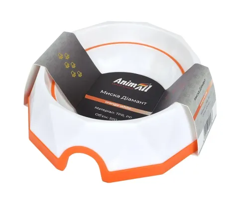 AnimAll 0266 миска Діамант, 500 мл, помаранчева/біла купити за ціною ₴135.00