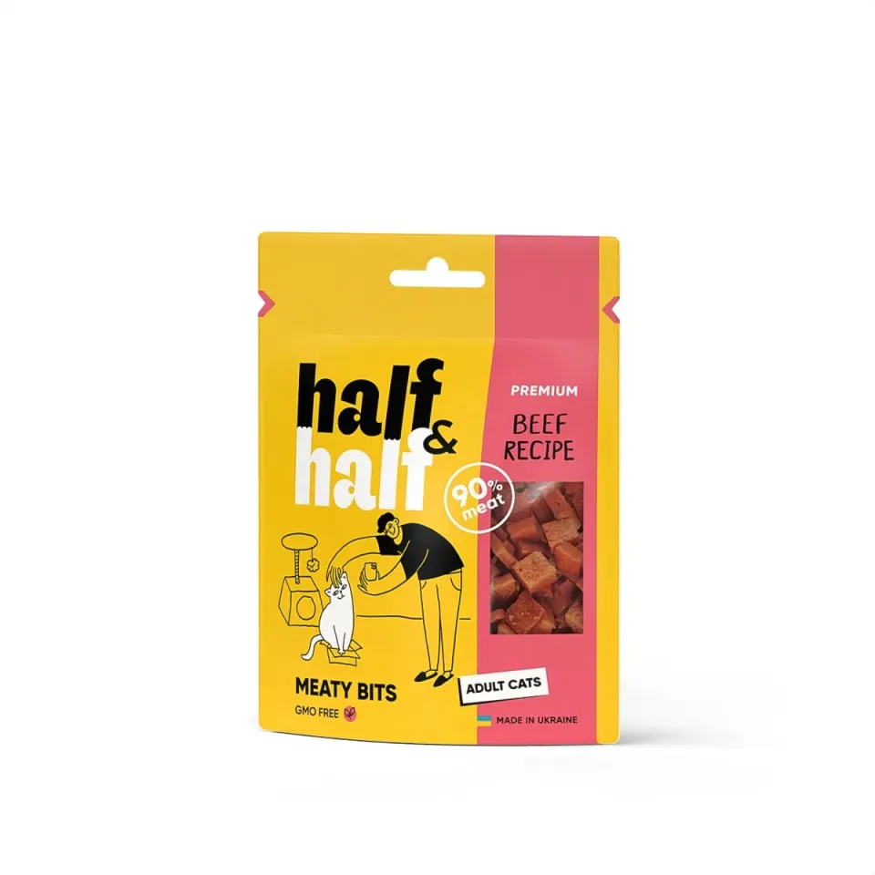 Фото Ласощі Half&Half для котів з яловичиною 50 г купити за ціною ₴85.00