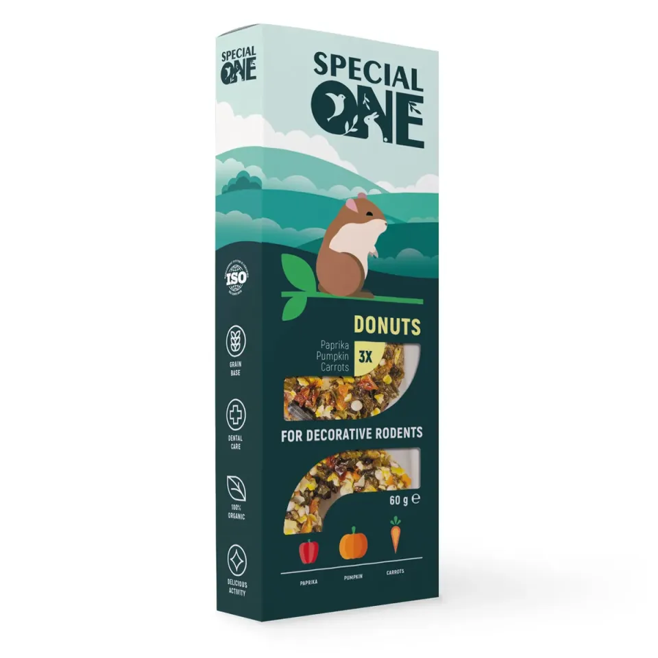Фото Пончики SPECIAL ONE «Паприка, гарбуз, морква» для декоративних гризунів, 60г купити за ціною ₴100.00