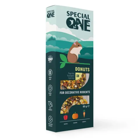 Пончики SPECIAL ONE «Паприка, гарбуз, морква» для декоративних гризунів, 60г купити за ціною ₴100.00