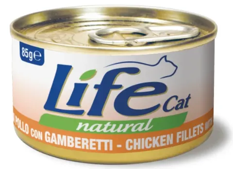 Вологий корм для котів ЛайфКет LifeCat Куряче філе з креветками купити за ціною ₴85.00