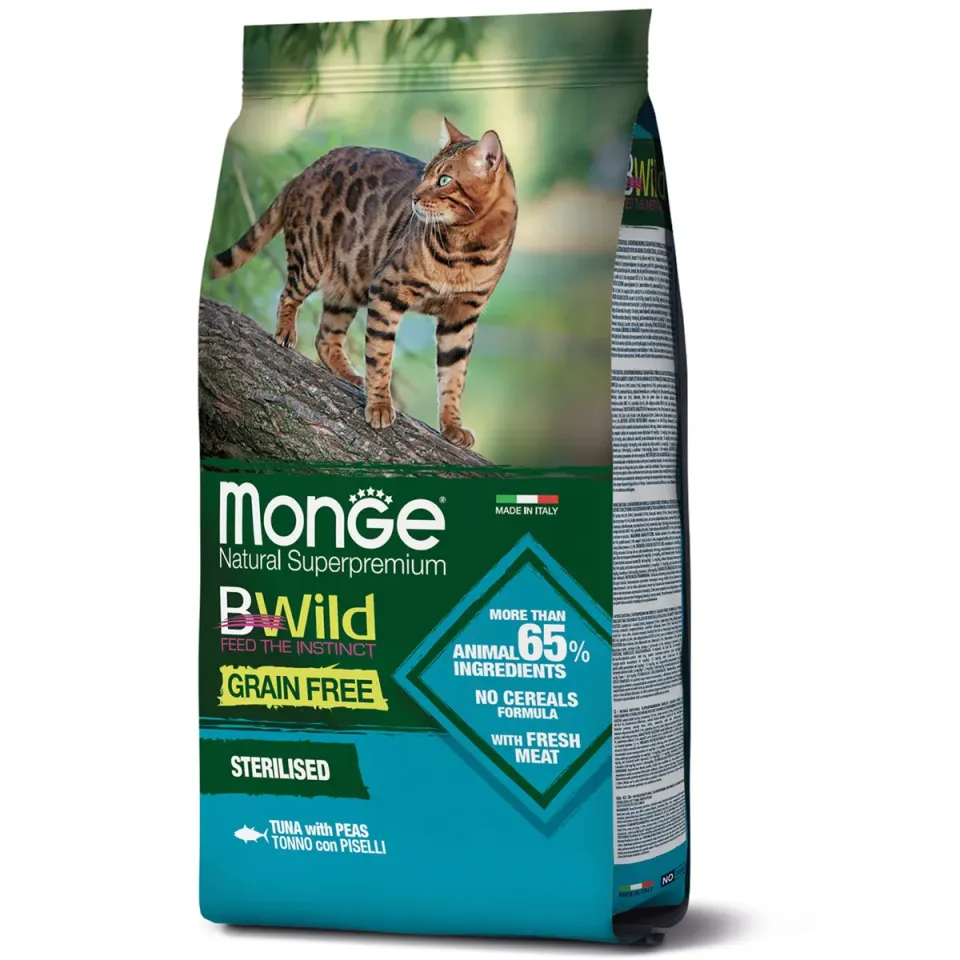 Фото Корм сухий для котів Монж Monge Cat Bwild Grain Free Sterilised тунeць 1.5 кг купити за ціною ₴1010.00