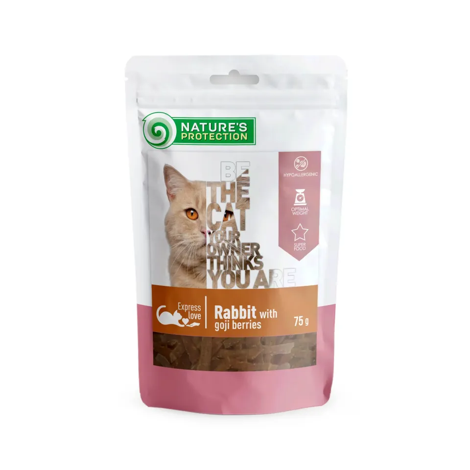 Фото Nature's Protection Rabbit With Goji Berries ласощі для котів з кроликом та ягодами годжі купити за ціною ₴172.00