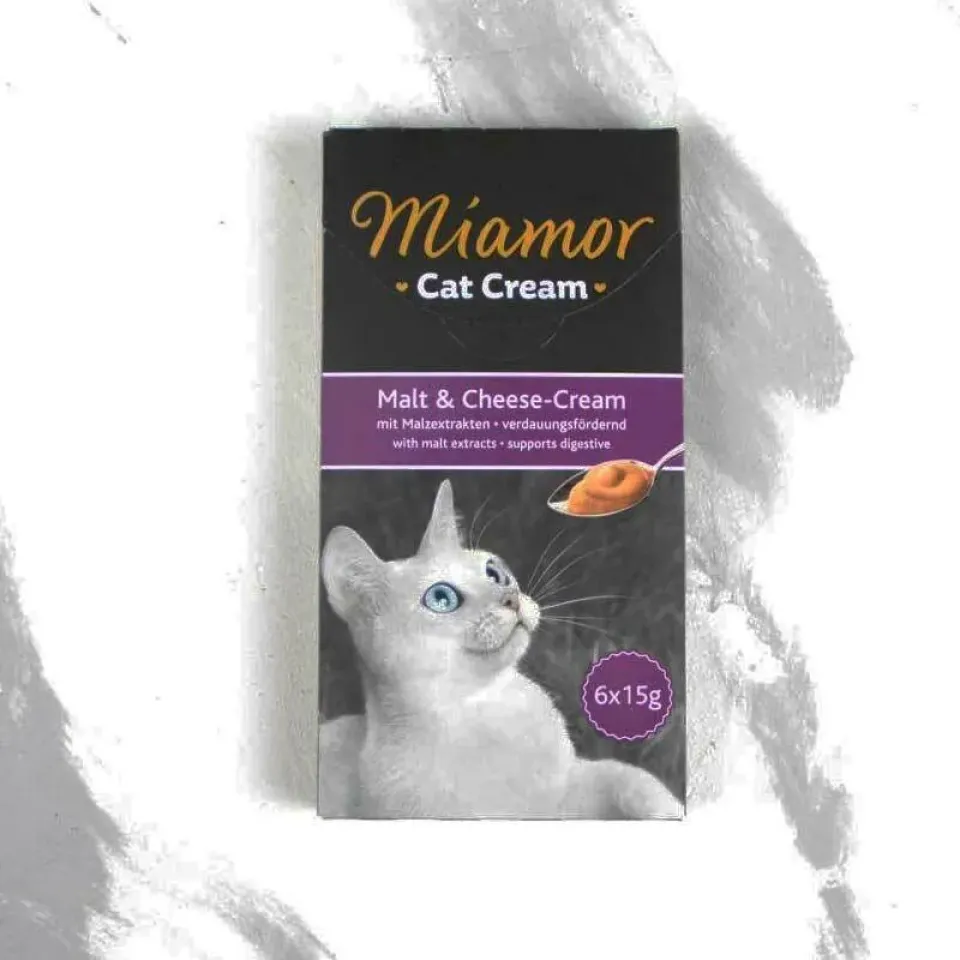 Фото Кремові ласощі для котів Міамор Miamor Malt-Cheese Cat Cream для виведення шерсті з солодом та сиром, 1 стік купити за ціною ₴30.00