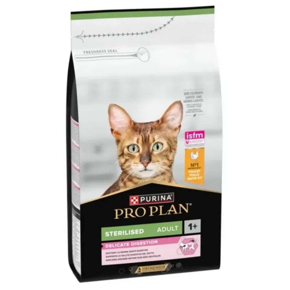 Фото Purina Pro Plan Cat Adult Sterilised Delicate Digestion Chicken сухий корм Проплан для стерилізованих котів з чутливим травленням, з куркою, 10кг купити за ціною ₴3284.57