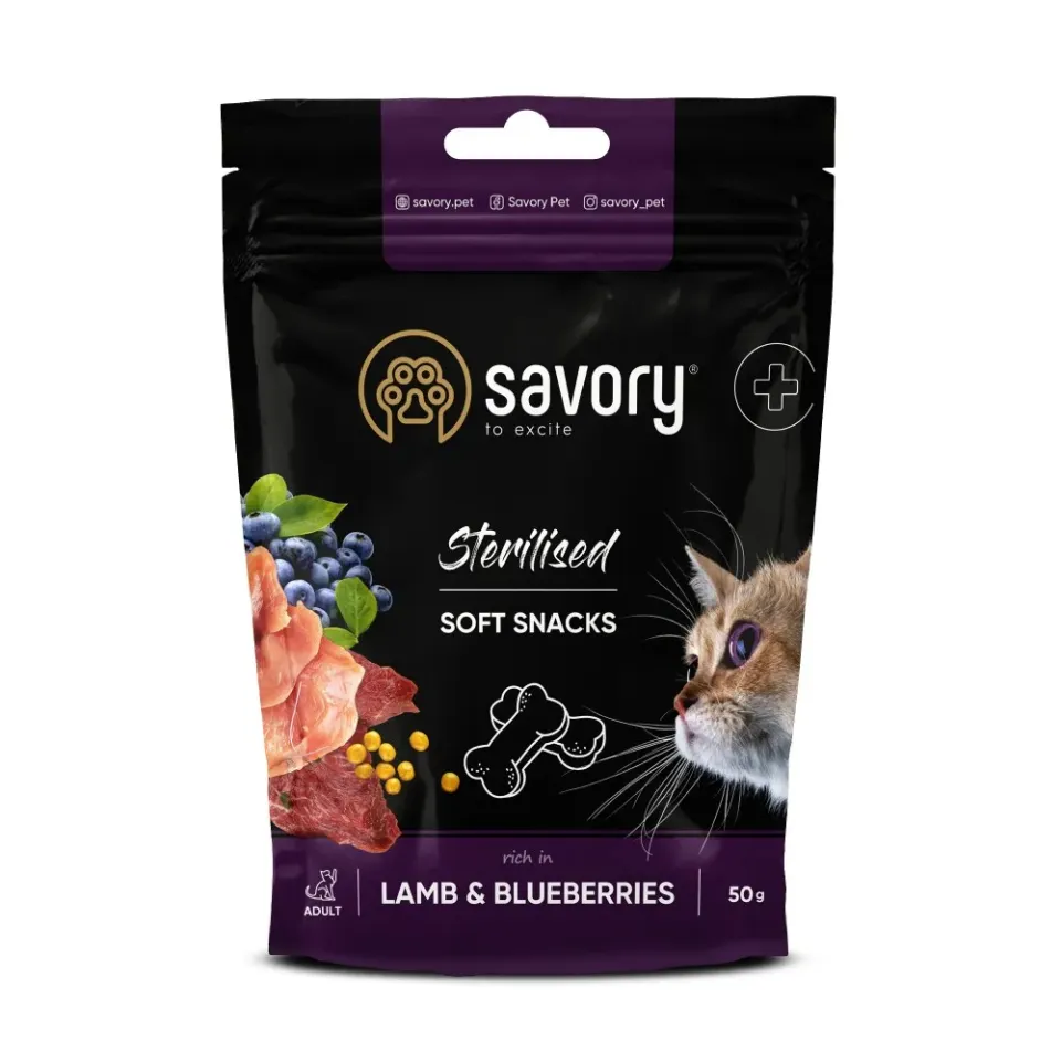 Фото М’які ласощі Savory для здоров’я стерилізованих котів, ягня та чорниці купити за ціною ₴137.00