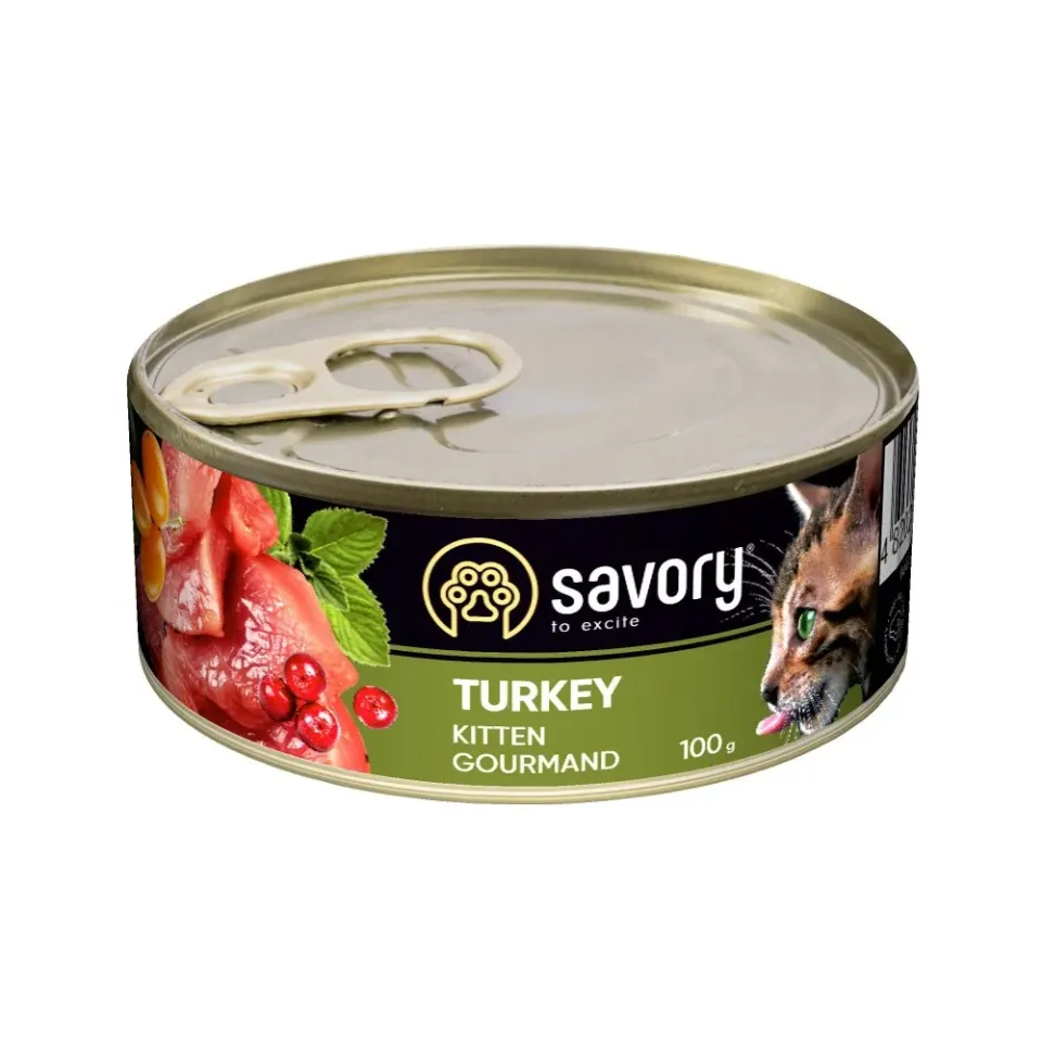 Фото Вологий корм для котів Savory Kitten Turkey з індичкою 100 г купити за ціною ₴65.00