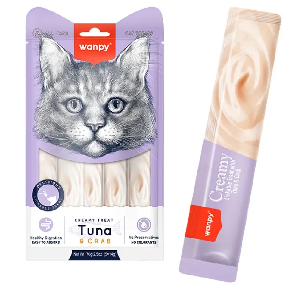 Фото Wanpy ТУНЕЦЬ З КРАБОМ (Creamy Treat Tuna&Crab) рідкі ласощі для котів купити за ціною ₴72.00