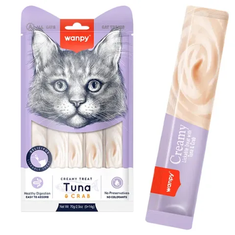 Wanpy ТУНЕЦЬ З КРАБОМ (Creamy Treat Tuna&Crab) рідкі ласощі для котів купити за ціною ₴72.00