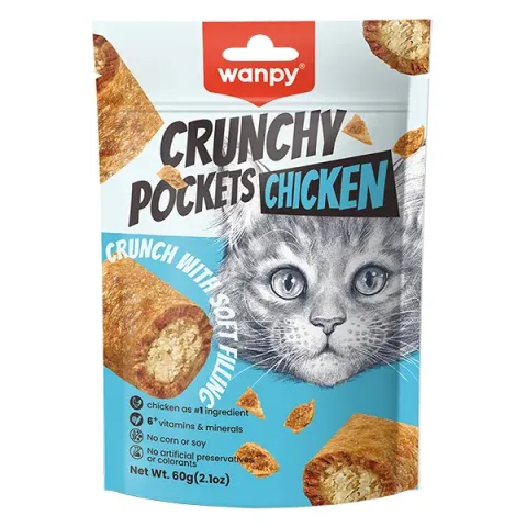 Wanpy Crunchy Pockets Chicken ВАНПІ ХРУСТКІ ПОДУШЕЧКИ З КУРКОЮ ласощі для котів 60г купити за ціною ₴111.00