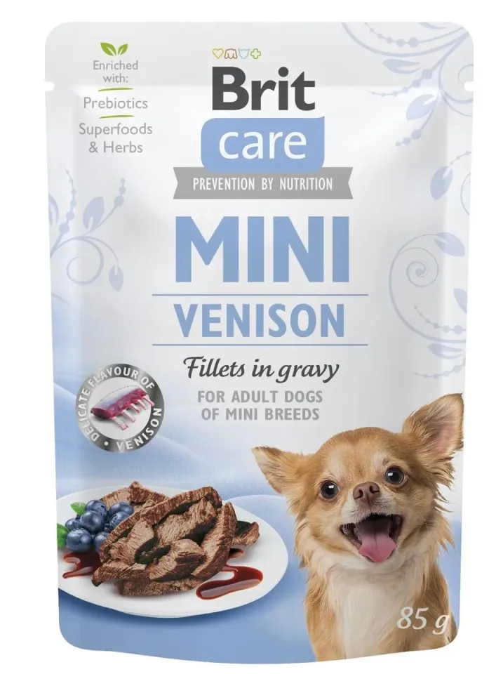 Фото Бріт Кеа для собак вологий  Корм Brit Care Mini pouch з філе дичини в соусі 85г купити за ціною ₴79.00