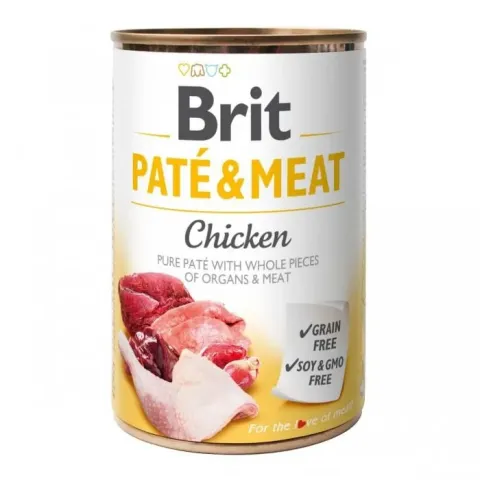 Бріт Кеа для собак вологий  Корм Brit Paté and Meat Dog з куркою 400г купити за ціною ₴149.00