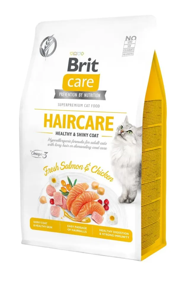 Фото Бріт Кеа Корм для котів Brit Care Cat GF Haircare Healthy & Shiny Coat (курка і лосось) купити за ціною ₴289.00