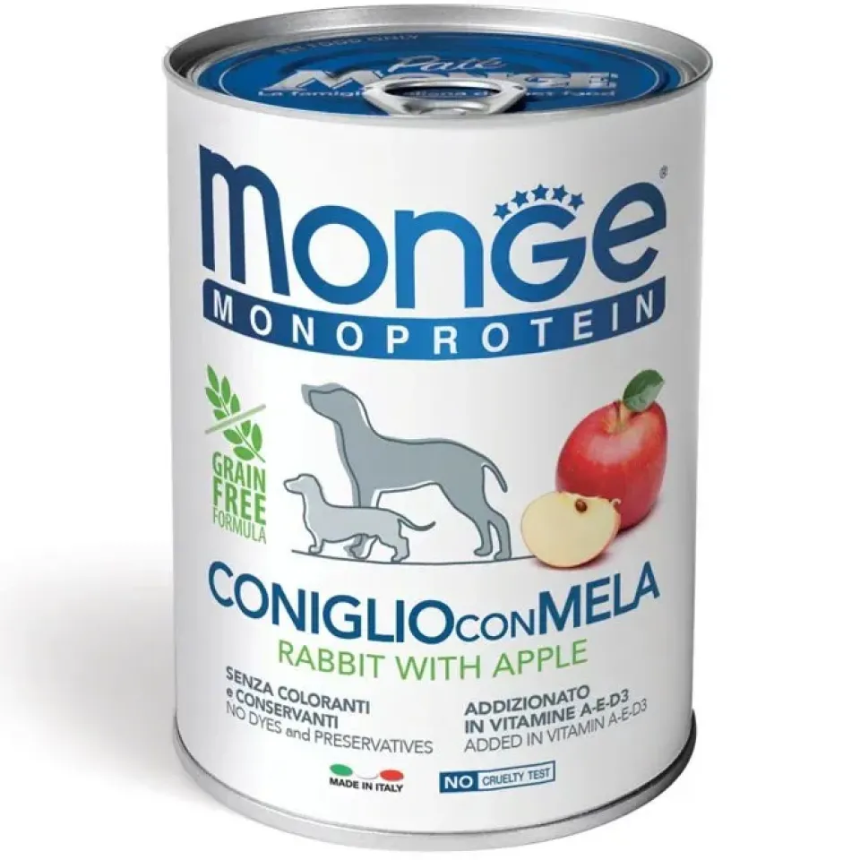 Фото Корм вологий для собак Монж Monge Dog FRUIT MONOPROTEIN кролик з яблуками купити за ціною ₴210.00