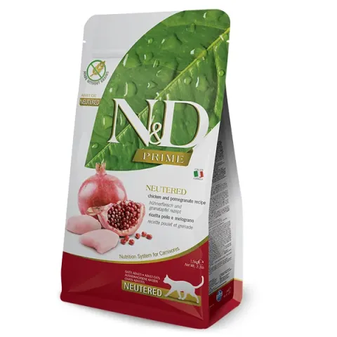 Корм сухий для котів Фарміна N&D Grain Free PRIME CHICKEN & POMEGRANATE NEUTERED ADULT купити за ціною ₴1254.00