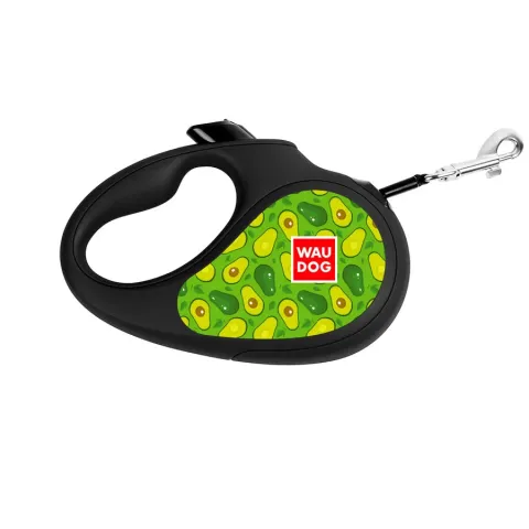 Повідець-рулетка для собак WAUDOG R-leash, малюнок "Авокадо", S, до 15 кг, 5 м, світловідбиваюча стрічка чорний купити за ціною ₴642.00