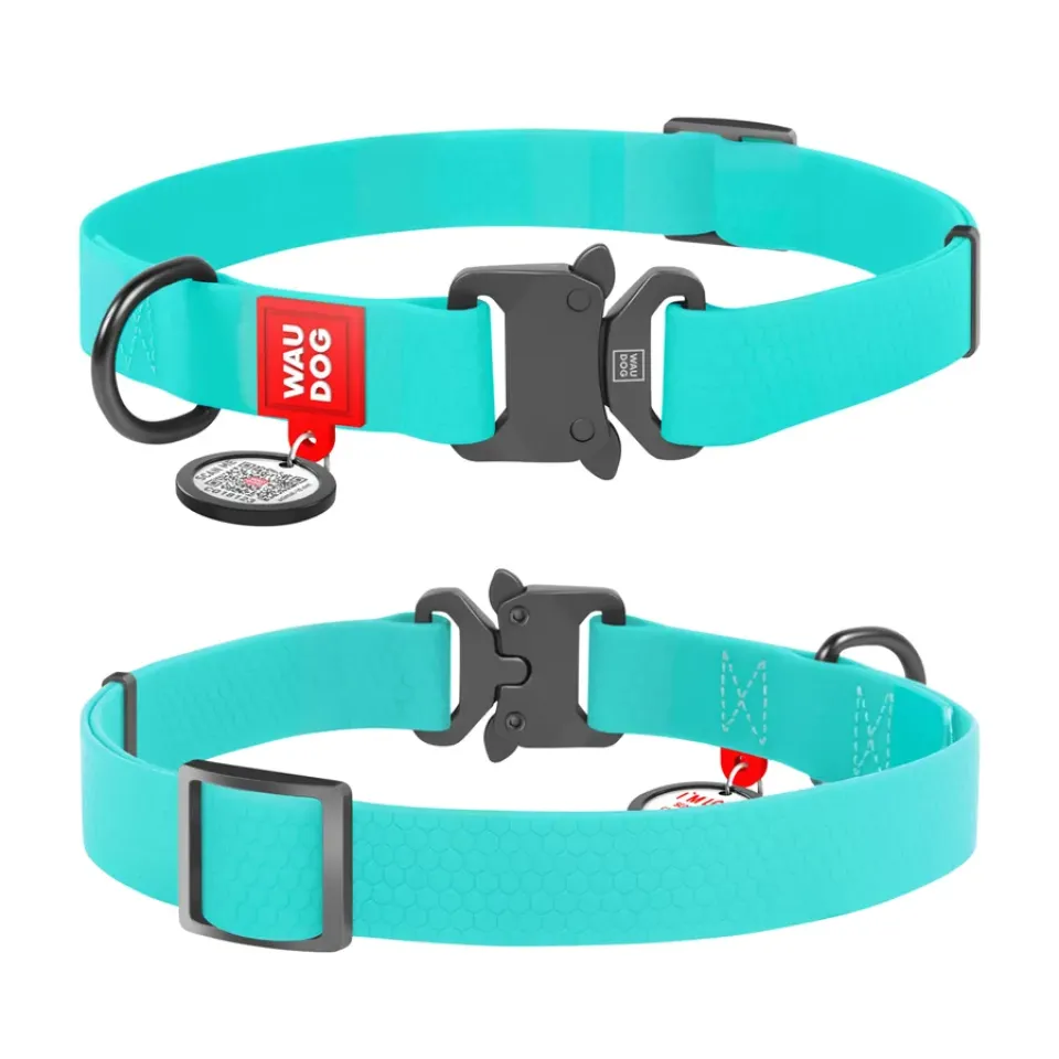 Фото Нашийник для собак водостійкий WAUDOG Waterproof c QR паспортом, світонакоплювальний, металічна пряжка-фастекс, Ш 15 мм, Дов 25-35 см купити за ціною ₴261.00