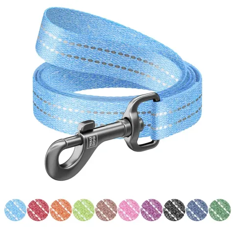 Повідець для собак із відновленої бавовни WAUDOG Re-cotton, світловідбиваючий, Ш 15 мм, Дов 200 см блакитний купити за ціною ₴266.00