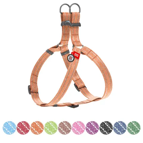 Шлея з відновленої бавовни WAUDOG Re-cotton з QR паспортом, світловідбиваюча, пластиковий фастекс, S, Ш 15 мм, Д 40-55 см  помаранчевий купити за ціною ₴277.00