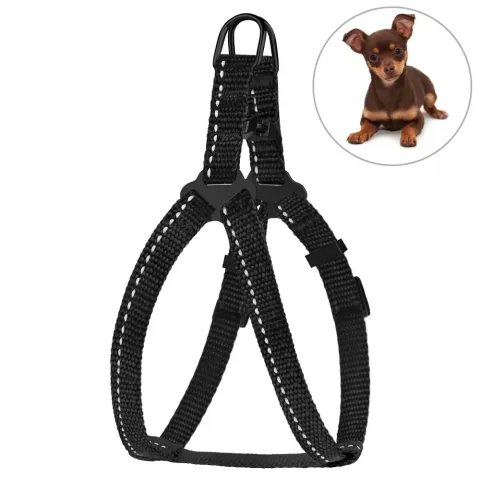 Шлея для Собак Дрібних Порід BronzeDog Active Нейлонова зі Світловідбиттям Чорна  2XS(68/1301/Т) купити за ціною ₴197.00