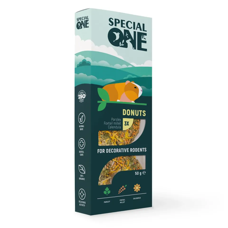 Фото Пончики SPECIAL ONE «Петрушка, чумиза, календула» для декоративних гризунів 50г купити за ціною ₴100.00