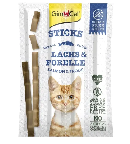 Палички ДжимКет для котів Ласощі GimCat Sticks з лососем та фореллю, 4шт купити за ціною ₴129.00