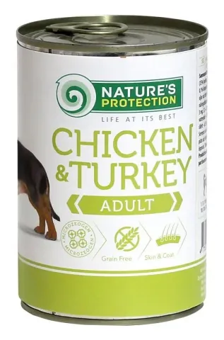Вологий корм для дорослих собак всіх порід з куркою та індичкою Nature's Protection Adult Chicken&Turkey купити за ціною ₴256.00