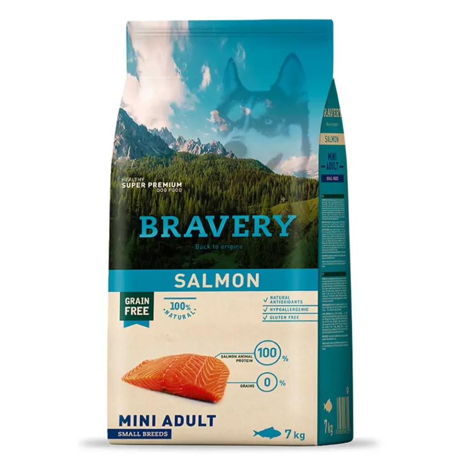 Фото Сухий корм для собак дрібних порід Брейвері BRAVERY Salmon Mini Adult з лососем купити за ціною ₴3339.00