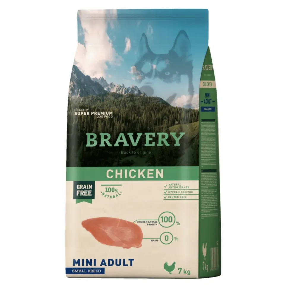 Фото Сухий корм для собак дрібних порід Брейвері BRAVERY Chicken Mini Adultз куркою купити за ціною ₴2950.50