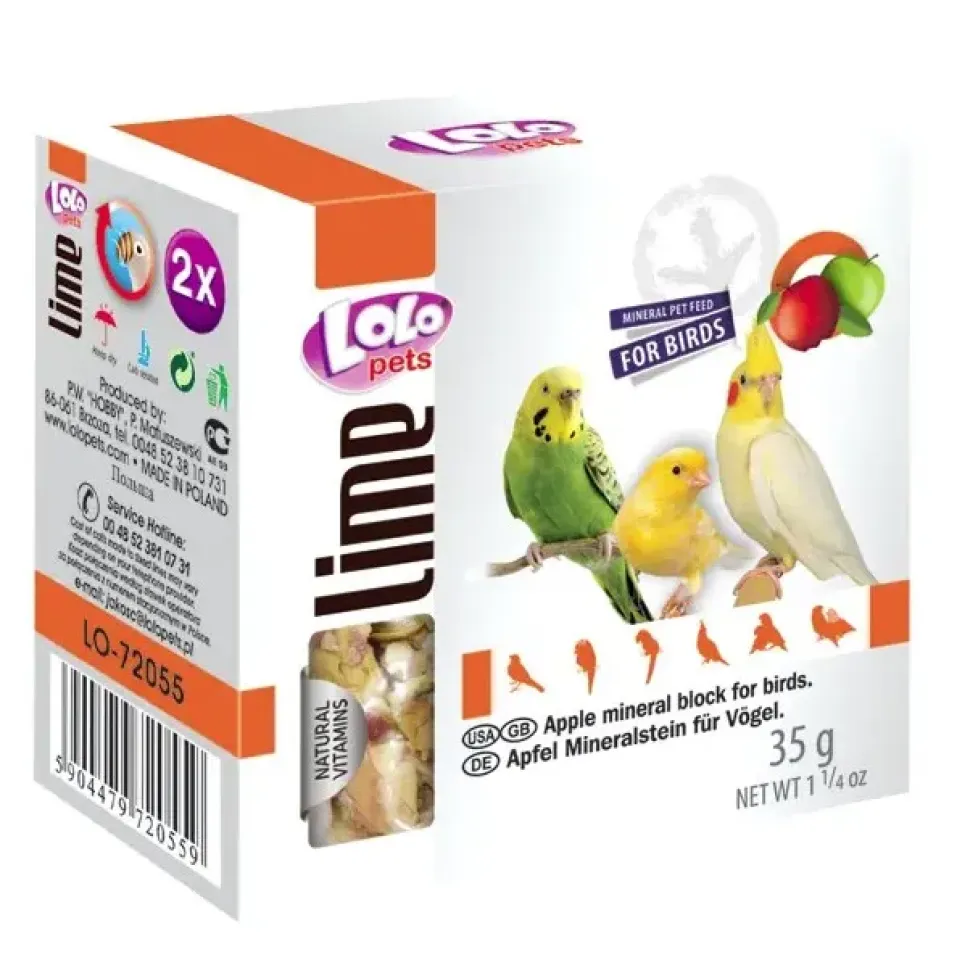 Фото Лоло Петс Lolo Pets lime for BIRD Мінеральний камінь для птахів з яблуком купити за ціною ₴75.00
