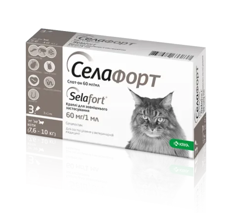 Селафорт для котів, спот-он 1х60мг (7,6-10кг) купити за ціною ₴302.00