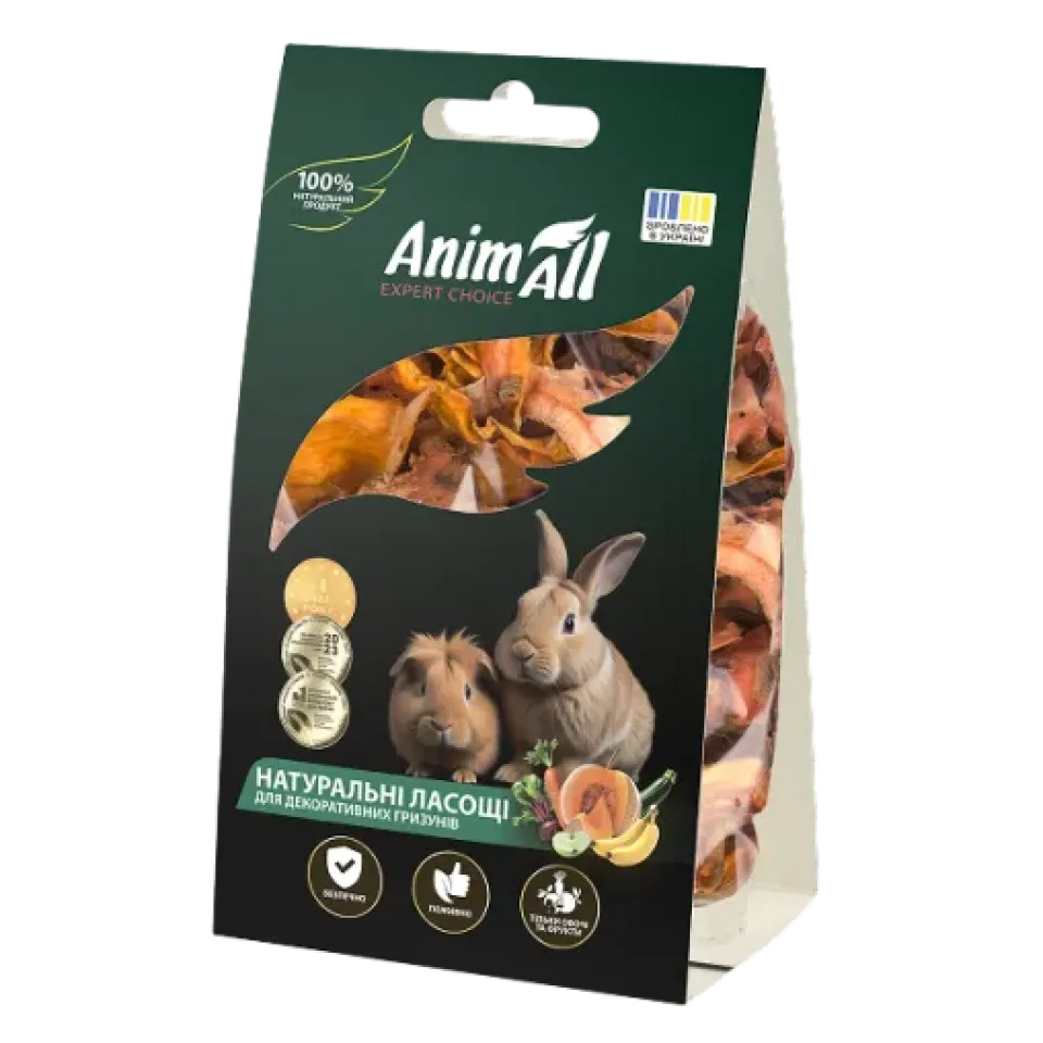 Фото AnimAll Ласощі для гризунів, 50 г. Cушені морква та гарбуз купити за ціною ₴84.00