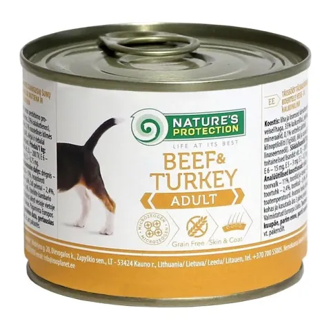 Корм для собак консервований Natures Protection Adult Beef&Turkey 200g купити за ціною ₴163.00