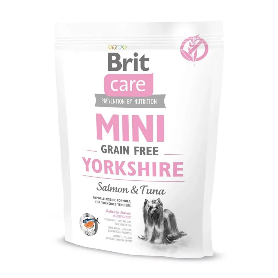 Фото Сухий корм для йоркширських тер'єрів Brit Care Mini GF Yorkshireз лососем та тунцем. купити за ціною ₴279.00