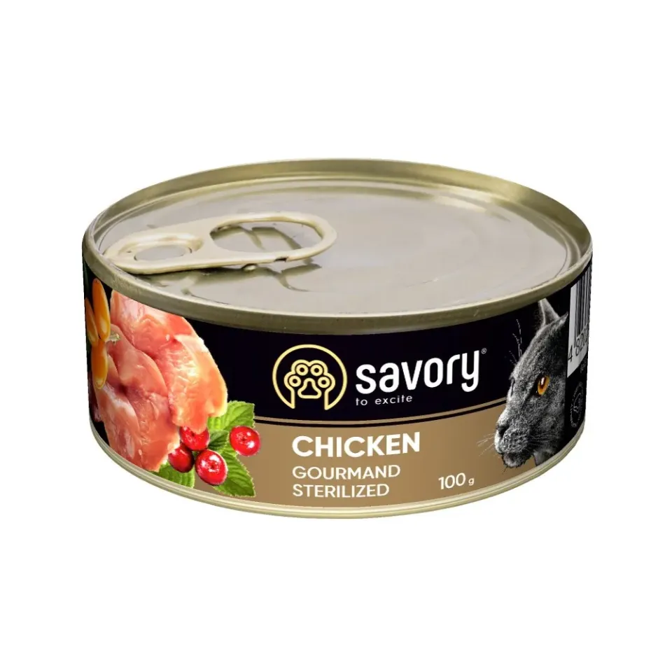 Фото Вологий корм для котів Savory Cat Adult Sterilized Chicken з куркою 100 г купити за ціною ₴60.00