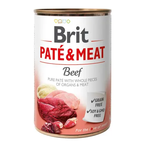 Бріт Кеа для собак вологий  Корм Brit Paté and Meat Dog з яловичиною 400г купити за ціною ₴149.00
