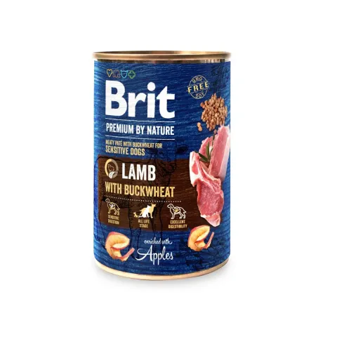 Бріт преміум корм вологий для собак Brit Premium by Nature з ягнятиною та гречкою купити за ціною ₴149.00