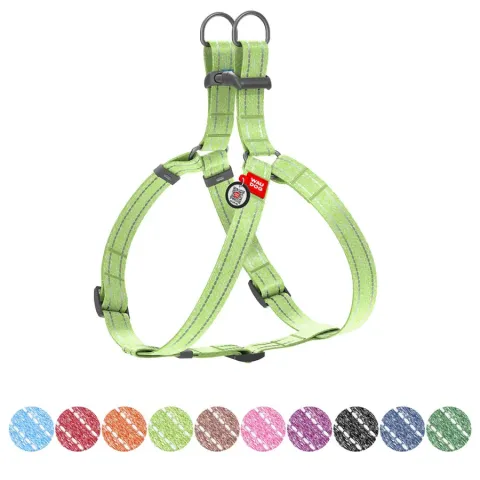 Шлея з відновленої бавовни WAUDOG Re-cotton з QR паспортом, світловідбиваюча, пластиковий фастекс, M, Ш 20 мм, Д 50-80 см  салатовий купити за ціною ₴360.00