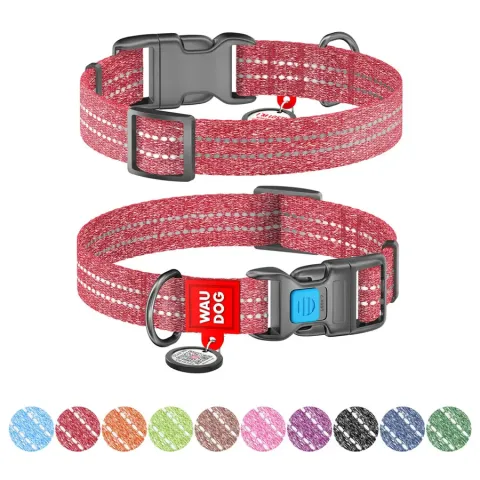 Нашийник WAUDOG Re-cotton з QR паспортом, відновлена бавовна, пластикова пряжка (ширина 15 мм, довжина 25-35 см) червоний купити за ціною ₴139.00