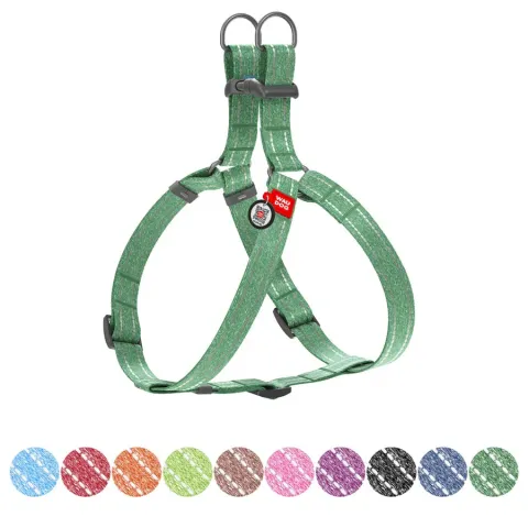 Шлея з відновленої бавовни WAUDOG Re-cotton з QR паспортом, світловідбиваюча, пластиковий фастекс, S, Ш 15 мм, Д 40-55 см  зелений купити за ціною ₴277.00