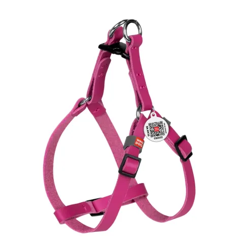Шлея котів та дрібних собак шкіряна WAUDOG Classic з QR паспортом, пластиковий фастекс, XS, Ш 10 мм, В=С 28-40 см рожевий купити за ціною ₴410.00