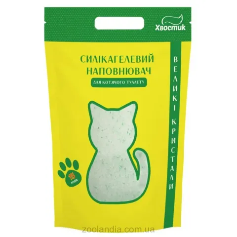 Силікагелевий наповнювач Хвостик великий з зеленими гранулами 15 л купити за ціною ₴740.00