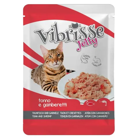 Пауч для котів VIBRISSE JELLY, тунець/креветки в желе, 70г купити за ціною ₴76.40