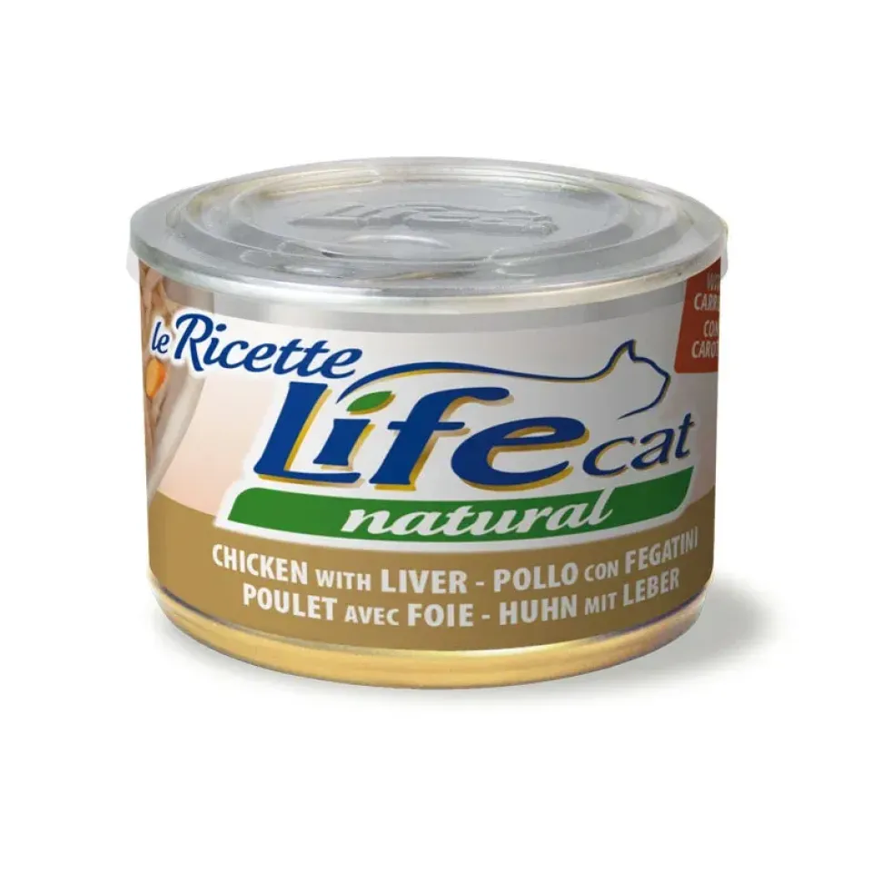 Фото Вологий корм для котів ЛайфКет LifeCat з курячим філе, печінкою та морквою купити за ціною ₴130.00