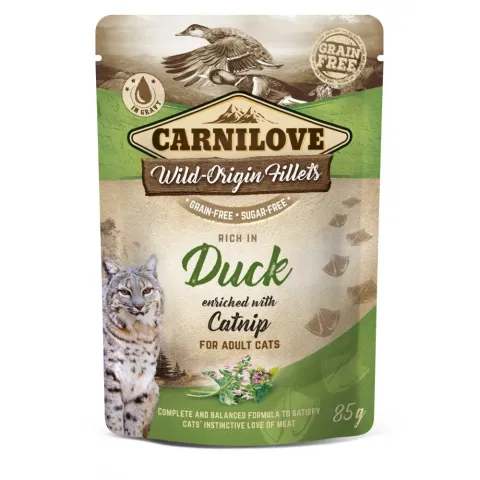 Корм вологий Карнілав Carnilove для котів з качкою і котячою м'ятою 85г купити за ціною ₴69.00