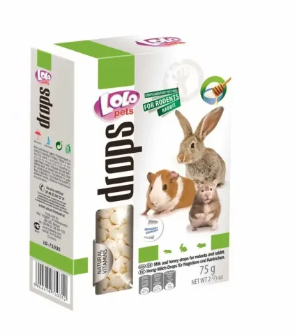 Лоло Петс Lolo Pets Дропси для гризунів з молоком та медом, 75 г купити за ціною ₴129.00