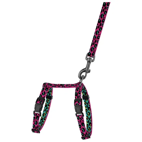 Шлея з Поводком для Котів та Дрібних Собак BronzeDog Urban Art Леопард  XS(58/8722) купити за ціною ₴302.40