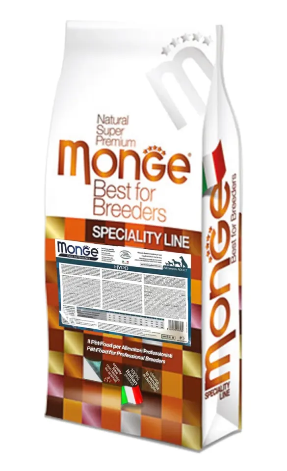 Фото Сухий корм для собак Монж Monge SPECIALITY LINE ALL BREEDS ADULT HYPOALLERGENIC SALMONE & TUNA лосось з тунцем  (гіпоалергенний ) купити за ціною ₴4970.00