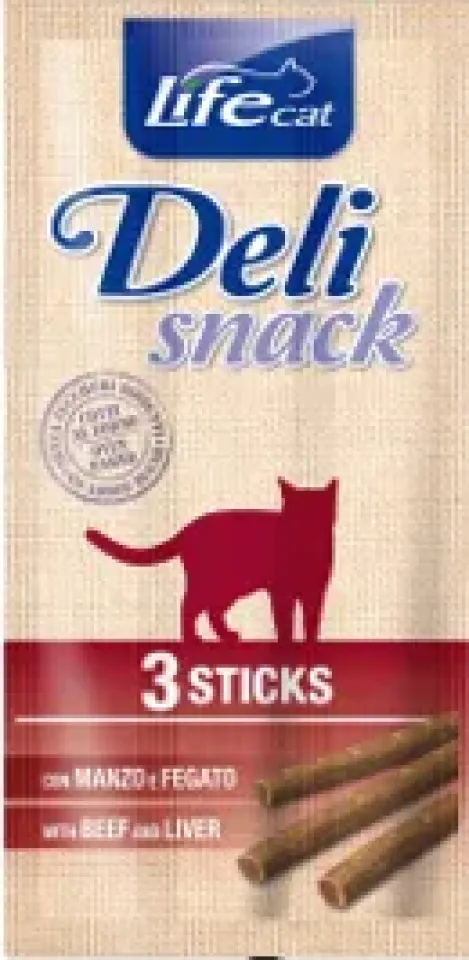 Фото Ласощі для котів ЛайфКет Палички 3шт LifeCat snack  з яловичиною та печінкою купити за ціною ₴66.00
